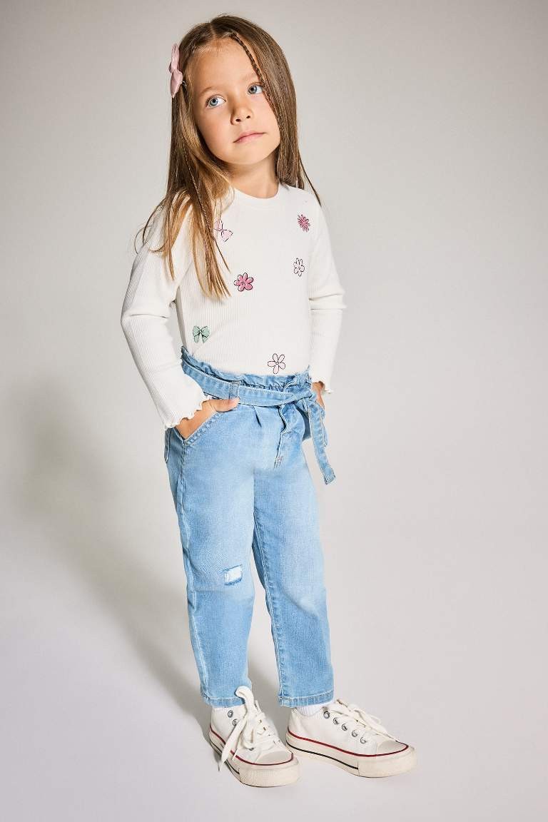 Baby Girl Paperbag Straight Leg Jeans