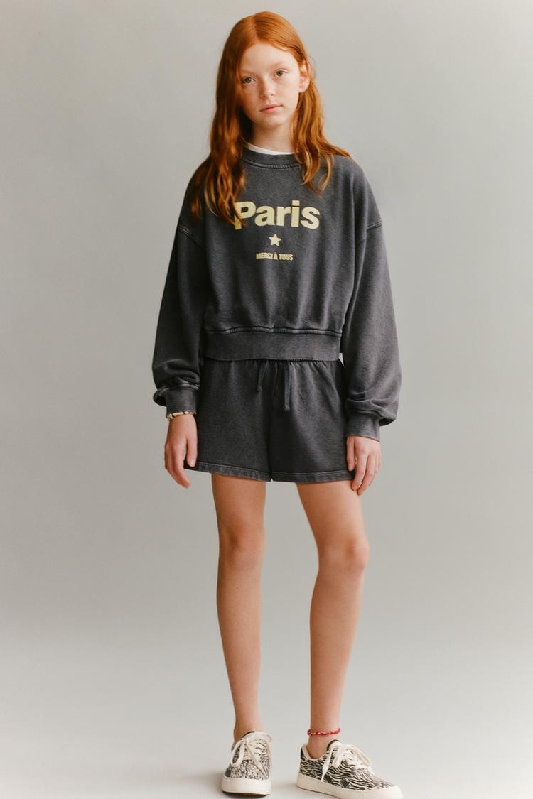 SLOGAN SWEATSHIRT AND BERMUDA SHORTS SET