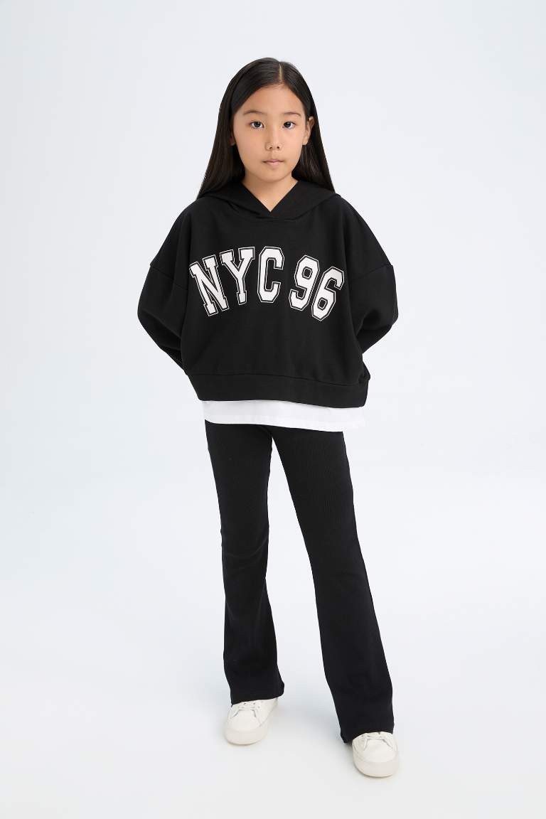 Girl Printed Hooded Sweatshirt Leggings 2 Piece Set