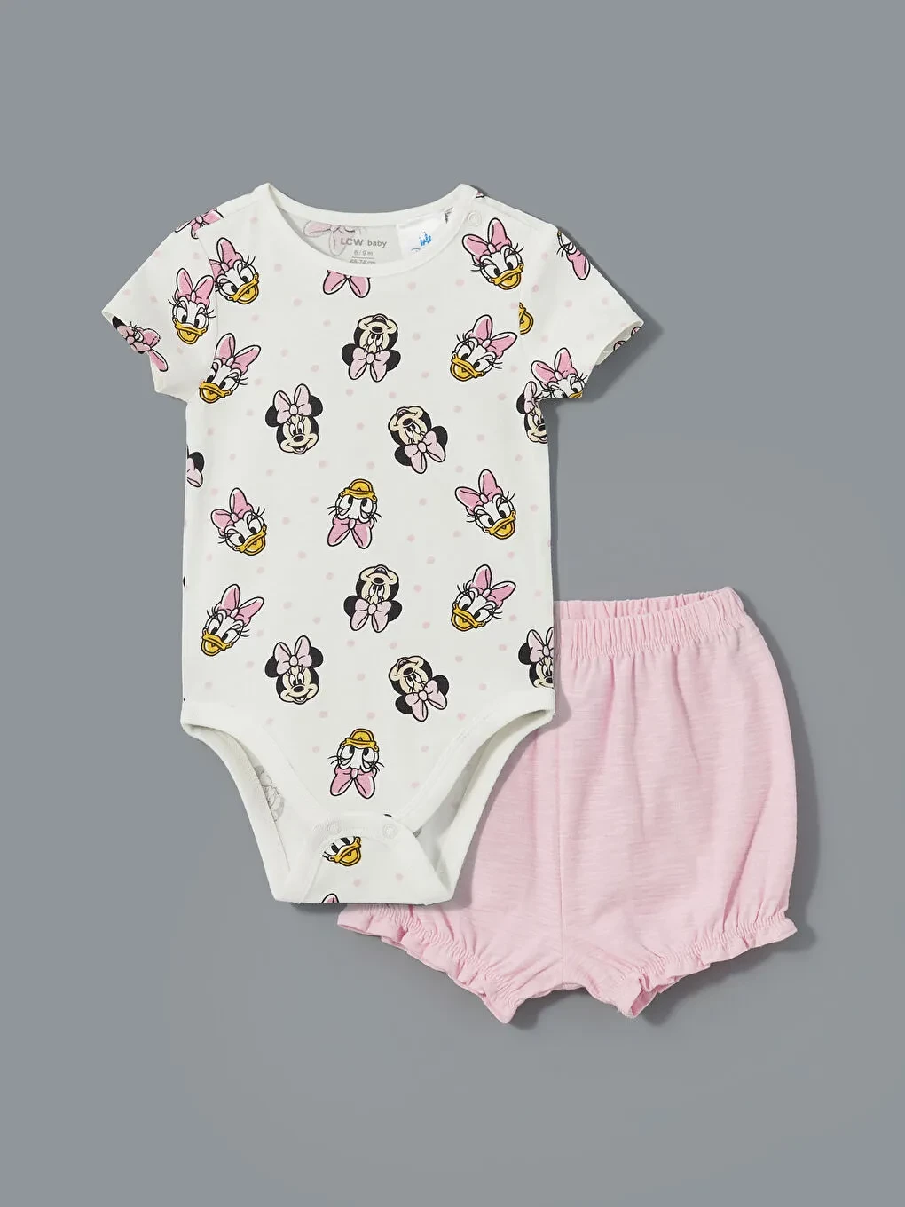 LCW baby Baby Girls' Snap Bodysuit And Shorts 2 Pack Set