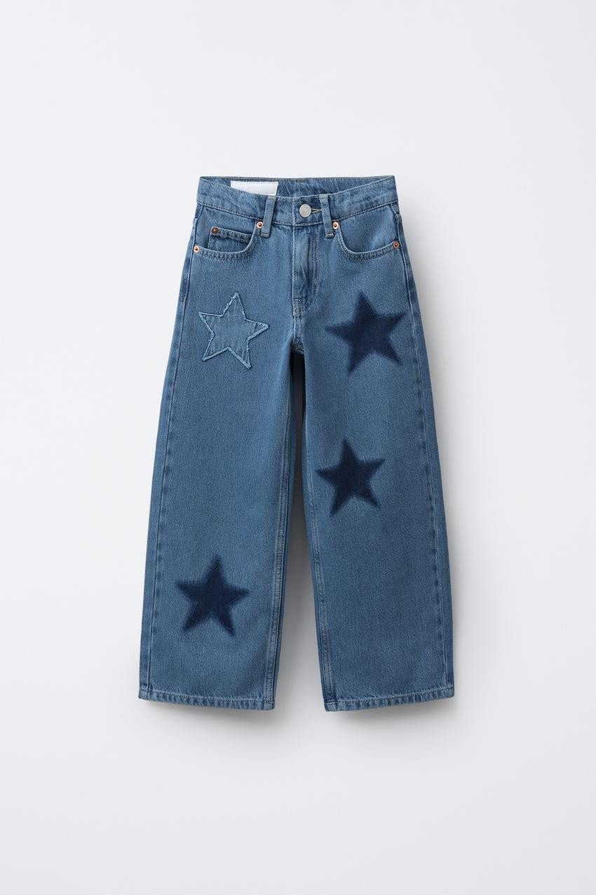 WIDE-LEG JEANS WITH STAR PATCHES